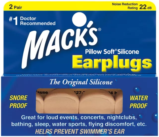 Mack's Beige Pillow Soft Silicone Earplugs x 2 Pairs