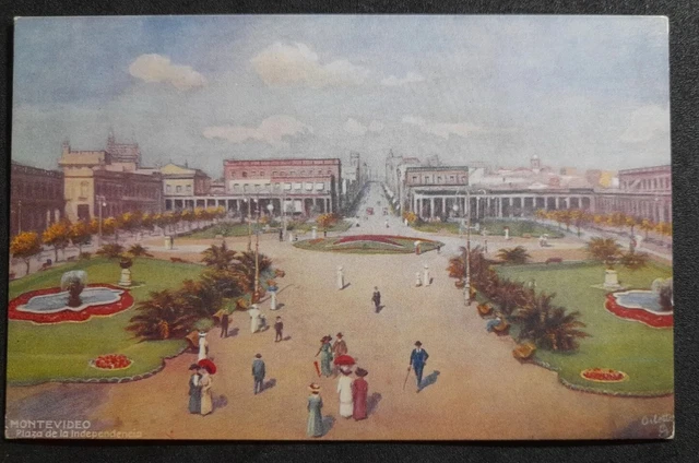 RMSP Montevideo Plaza De La Independencia Old Onboard Postcard