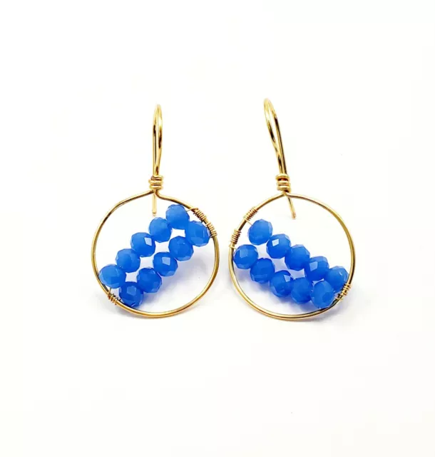 Magnifiques boucles d'oreilles cerceau pour femmes bijoux mode goutte bleu cristal boho