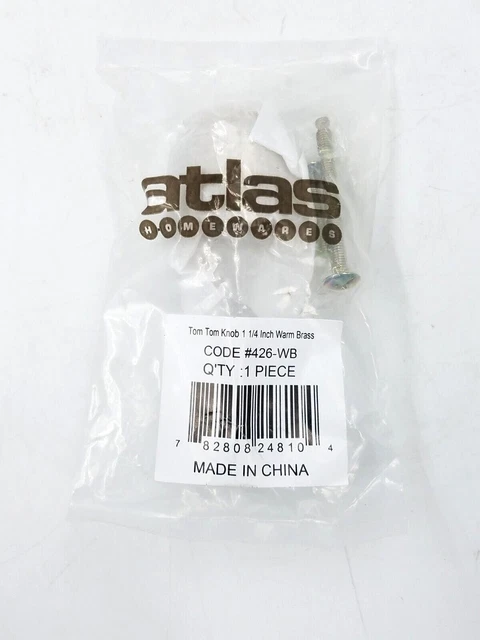 Bouton d'armoire cylindrique Atlas Homewares Tom Tom 426-WB 1-1/4" laiton chaud 2