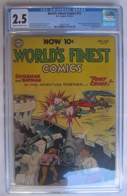 WORLD'S FINEST COMICS #72 CGC 2.5;  scarce; second Batman/Superman team-up