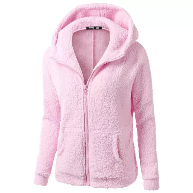 Women Overcoat Thicken Coat Fleece Hoodie Fur Warm Winter Hooded Jacket *