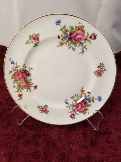 Crown Staffordshire Plate Bone China England Flowers Floral  8 1/4" diameter