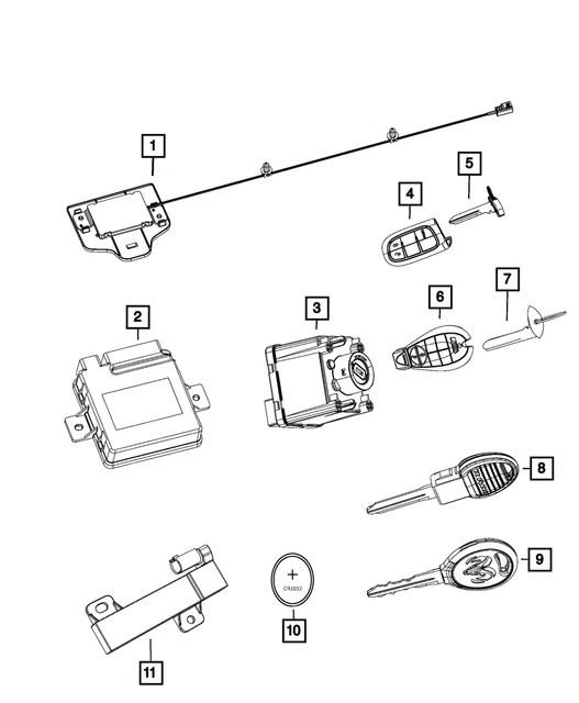 Genuine Mopar Integrated Key Fob Transmitter 68288420AB