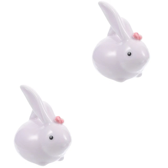 Set 2 Ornement De Lapin En Céramique Statues Décoratives De Lapin Bureau Statue