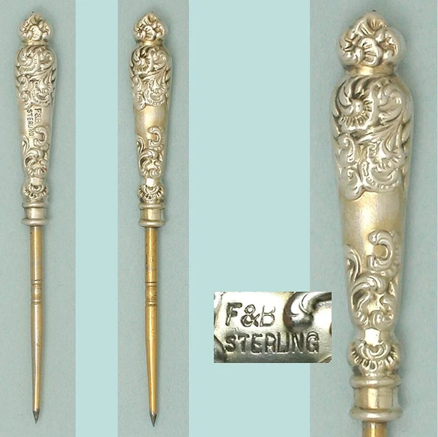 Antique American Sterling Silver Stiletto / Awl by Foster & Bailey * Circa 190