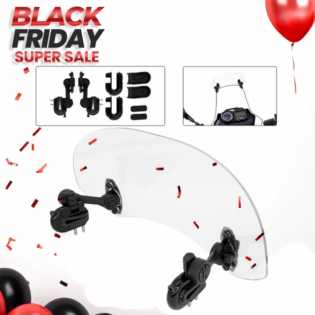 Motorbike Motorcycle Clip On Windshield Wind Screen Deflector Extension Spoiler