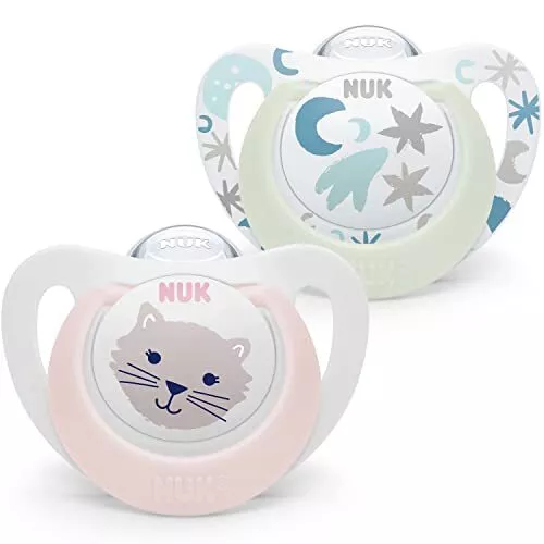 Star Babyschnuller | Day & Night Schnuller | BPA-freies Silikon | 0–6 Monate | P