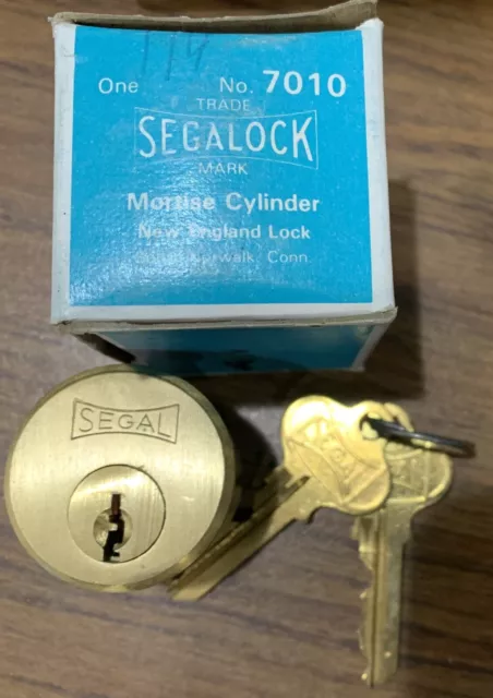 Vintage Segal Lock Mortise Cylinder With 2 Keys   New Old Stock