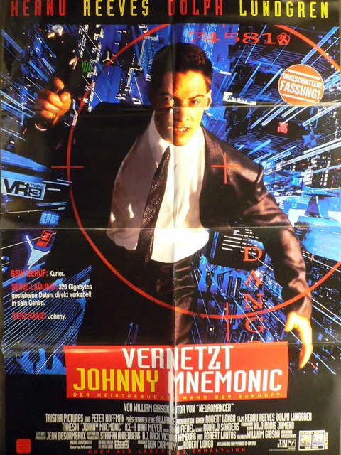 Johnny Reeves Ges VERNETZT - JOHNNY Mnemonic - Keanu Reeves - Videoposter A1 84x60cm ...