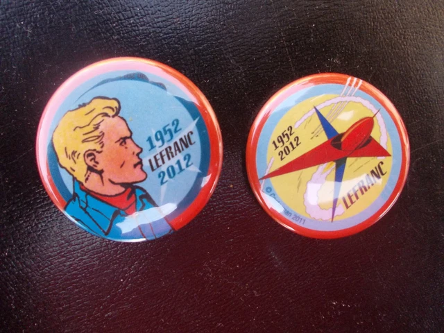 MARTIN Jacques Lefranc 50 ans 2 épinglettes pin's 1952 2012 Grande Menace Tintin