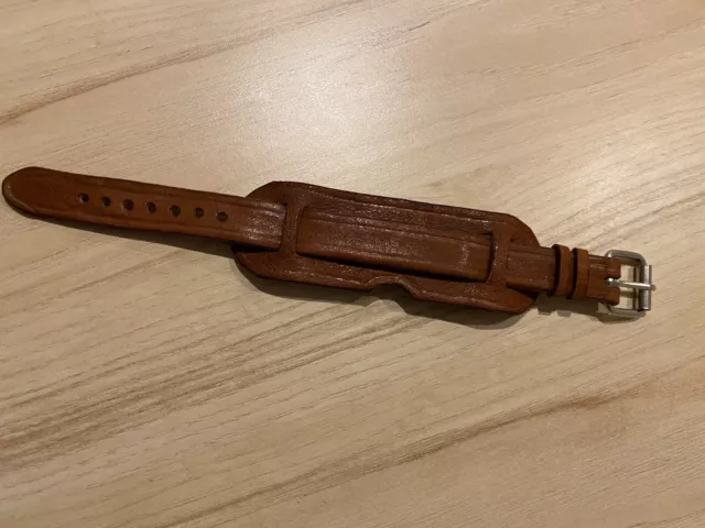 Brown leather handmade WW1 WW2 military army trench watch bund strap band 18mm