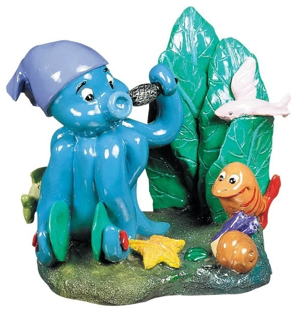 Marina Poly Resin Aqua Toons Singing Squid Fish Bowl Aquarium Decoration 12299