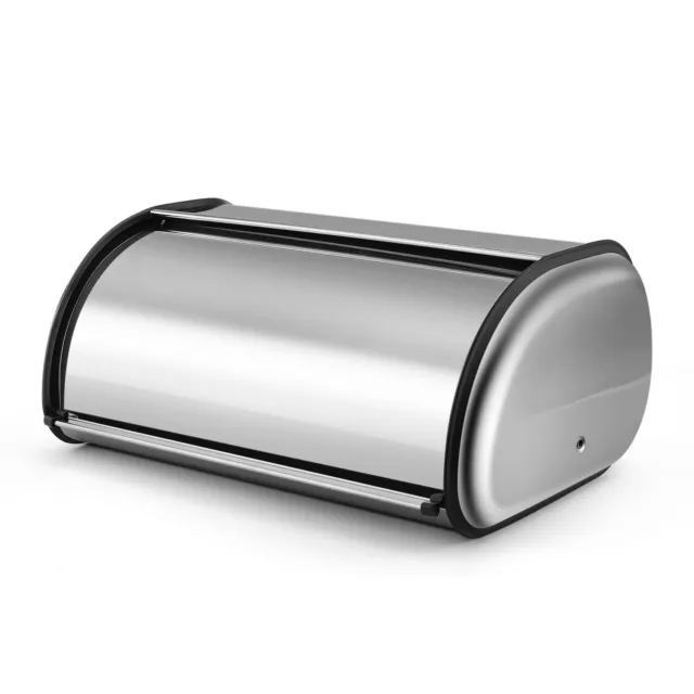 Stainless Steel Bread Box Holder (13 inch) Roll Up Top Lid Bread Bin Container