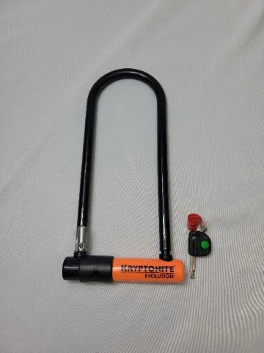 🚲KRYPTONITE Evolution Series Bicycle U-Lock Black/Orange INCLUDES KEY 12"x4"