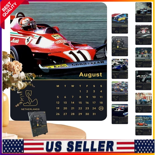 FORMULA ONE CALENDAR For 2024 Car Fans Race Car Desktop Calendar 10.55