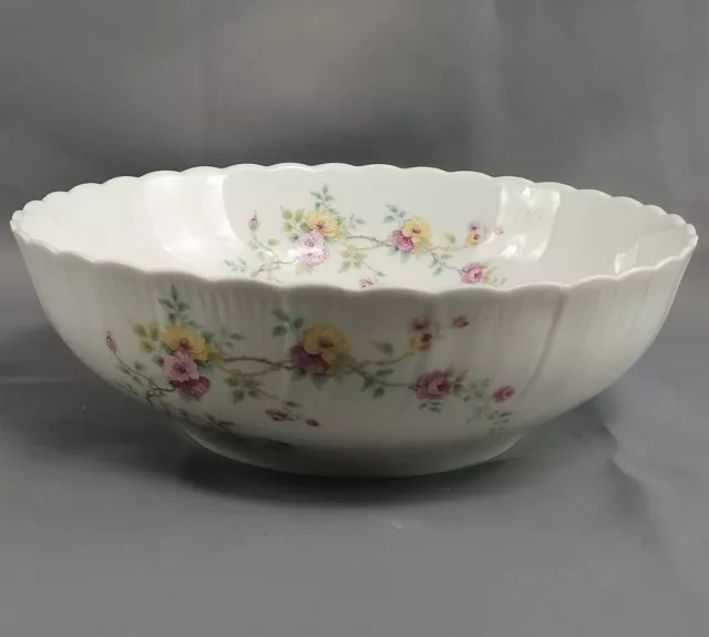 LIMOGES LAZEYRAS début XXe superbe SALADIER porcelaine fleurs 25cm