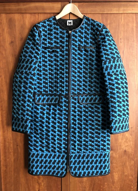 Missoni Quilted Longline Jacket Size M Teal/Black Herringbone Loose Fit Designer Missoni Quilted Longline Jacket Size M Teal/Black Herringbone Loose Fit Designer