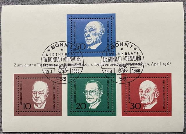 🇩🇪 BRD Bund Michel Nr. 554-557 Block 4 mit -ESST- (BONN 1) (1968)