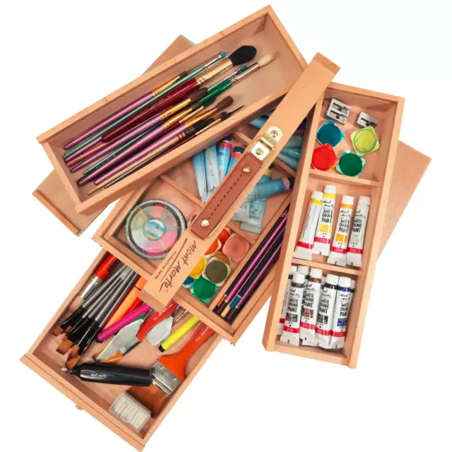 New Mont Marte  Multi-Purpose Art Box Beech Wood Aritist Storage Art Supply 2