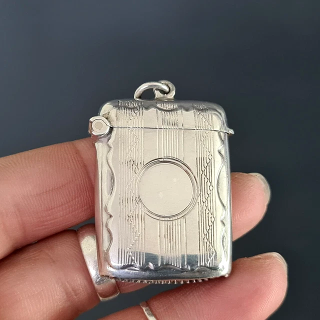 Scarce Sterling Silver Vesta Case Match Holder Case Birmingham 1927