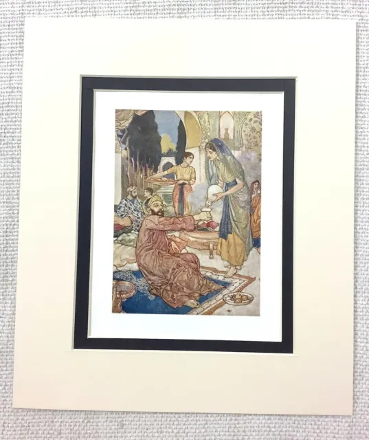 1909 Art Nouveau Print Rubaiyat of Omar Khayyam Edmund Dulac Orientalist Girl