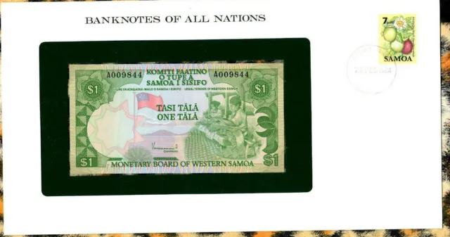 Banknotes of All Nations Western Samoa P-19 1 Tala 1980 UNC Low# A009844