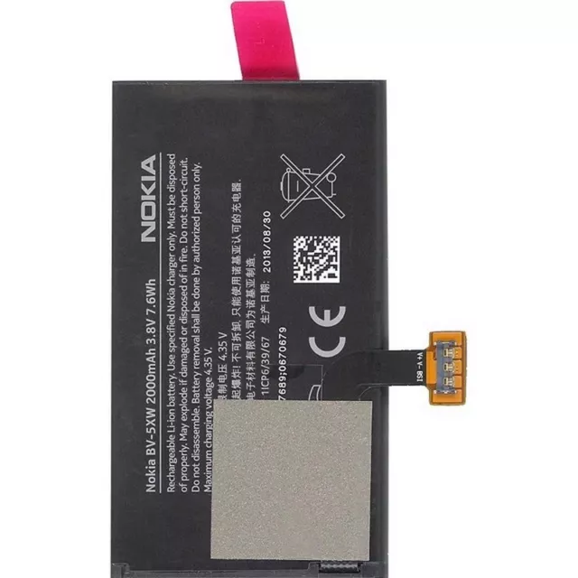 Nokia Batteria originale BV-5XW per LUMIA 1020 Pila Ricambio ioni di litio Bulk