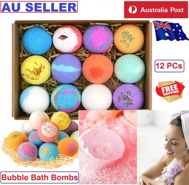 12 Pcs Bubble Bath Bombs Salt Oil Balls Set Natural Essential Oil Organic Spa