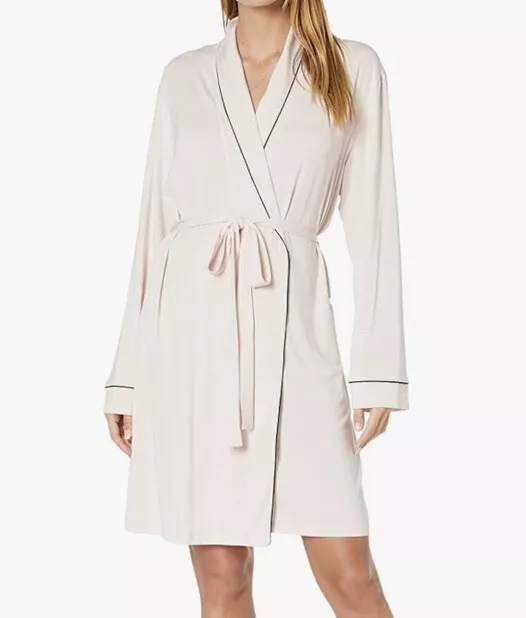 NWD Eberjey Womens Gisele The Tuxedo Robe Sorbet/Black Size XS