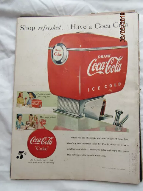 1948 VTG Magazine Orig Ad Coca Cola Coke Shop Refreshed PRINT Ice Cold Fountain