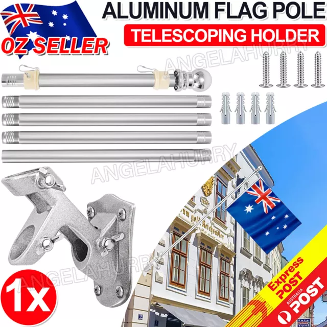 1.55M Aluminum Telescoping Australian Flag Pole Flagpole Kit Holder Set NE