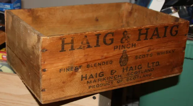 Vintage Haig & Haig Pinch Blended Scotch Whisky Scotland Wood Wooden Crate