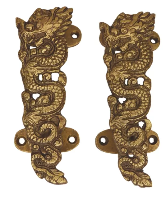 Dragon Shape Victorian Antique Finish Handcrafted Brass Drawer Door Pull Handles