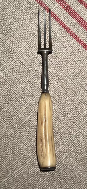 Rare Antique Primitive Horn Handled Steel Fork 18th Century