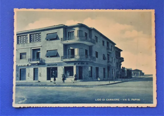 Cartolina Postcard Lido di Camaiore Via G. Papini animata vg 1949 Firenze