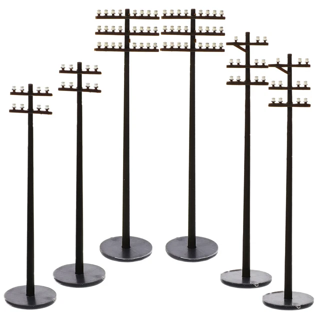 6 Pcs Sand Table Decor Telephone Pole Abs Child Miniature Telegraph Poles