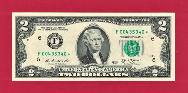 RARE Two Dollars STAR UNC Banknote - 2013 - Atlanta Issue - Forefathers Banknote