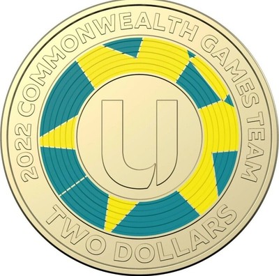 AUSTRALIA 2022 $2 Two Dollars Commonwealth Games coloured coin aUNC
