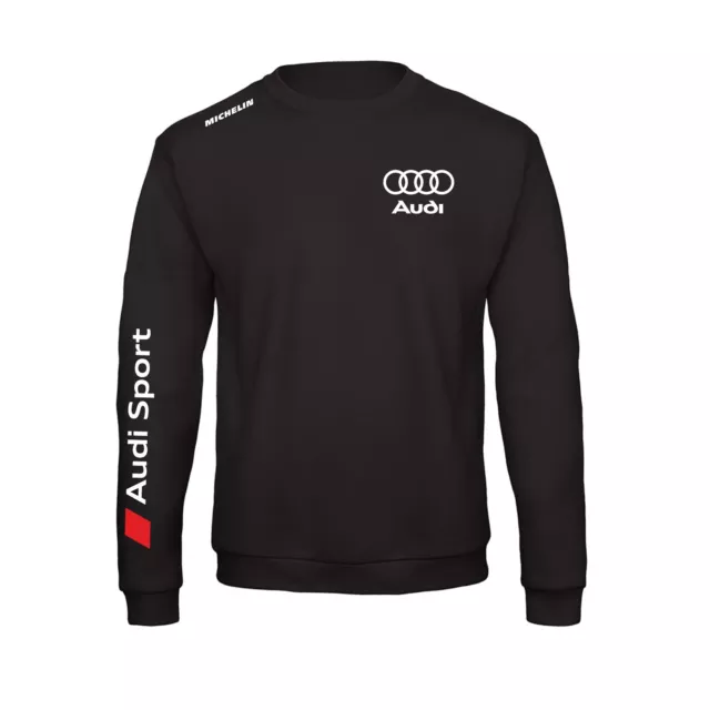 Felpa girocollo nera stampata Audi sport basic idea grafica motorsport