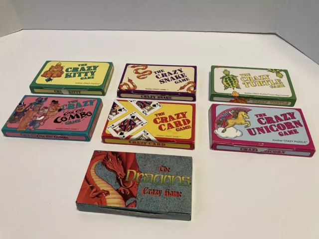 Vintage Crazy Games Matching Card Games Lot Of 3 Puzzles Golfer Rainbow Pig