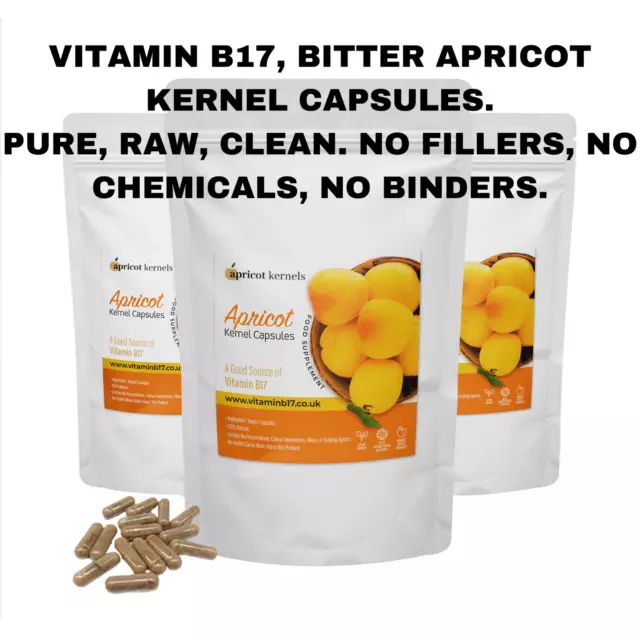 Vitamin B17 Capsules Apricot Kernel Raw No Nasties No Fillers Laetrile Amygdalin