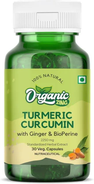 Organic Zing Curcuma Curcumine Avec Gingembre & Bioperine - 2250 MG (30 2