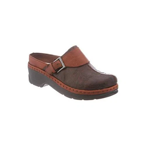 KLOGS Women's Austin Brown Flower Power Tooled Leather Mule - 3303-BFT, Brown Fl