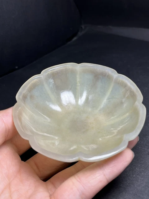 Chinese Exquisite Handmade Poetry carving Hetian Jade Bowl
