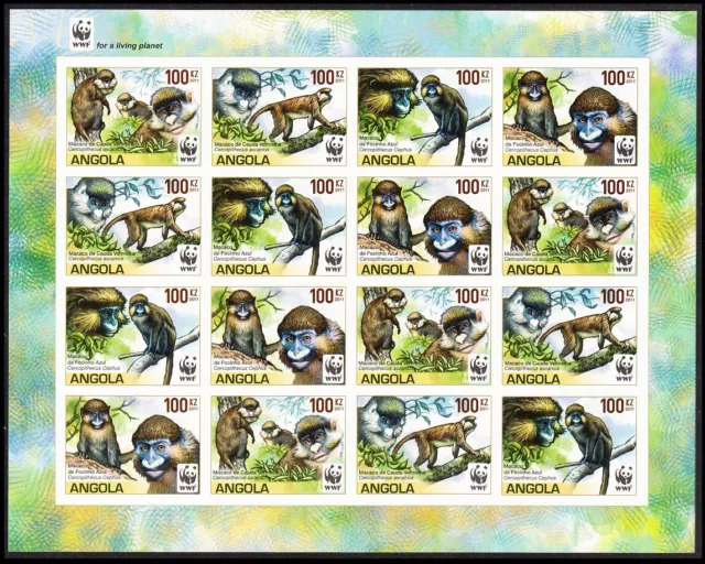 Angola WWF Monkeys Guenons Sheetlet of 4 sets Imperf 2011 MNH SG#1815-1818