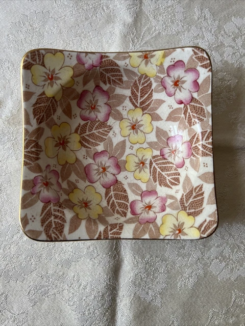 ROYAL Winton c1930’s Yellow Pink Chintz Trinket Candy DISH GRIMWADES ENGLAND