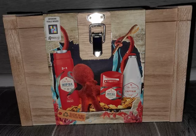 Old Spice Treasure Chest Gift Box Set 4PC (Shower Gel, Aftershave, Stick, Box)