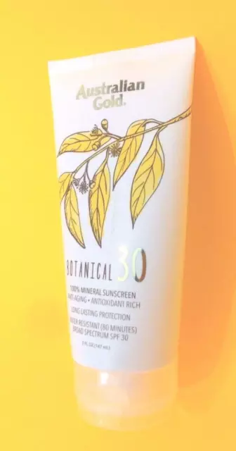 Protector solar botánico oro australiano FPS 30 loción mineral 5 oz caduca 11/23 NUEVO