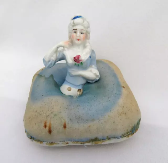 Antique Vintage Porcelain Half Doll Pincushion